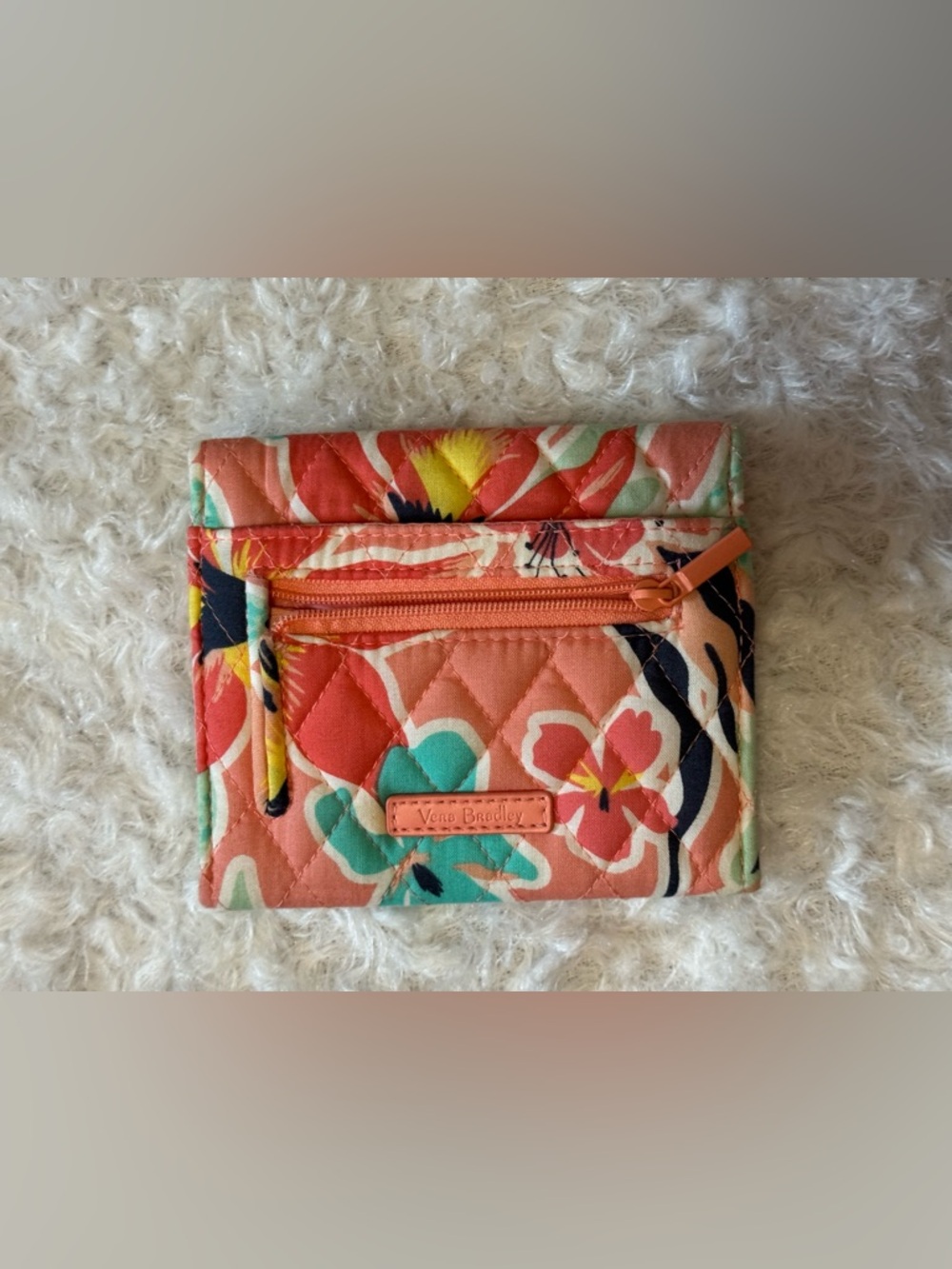 Vera Bradley Coral Floral Quilted Wallet with Teal Accents - Picture 3 of 5